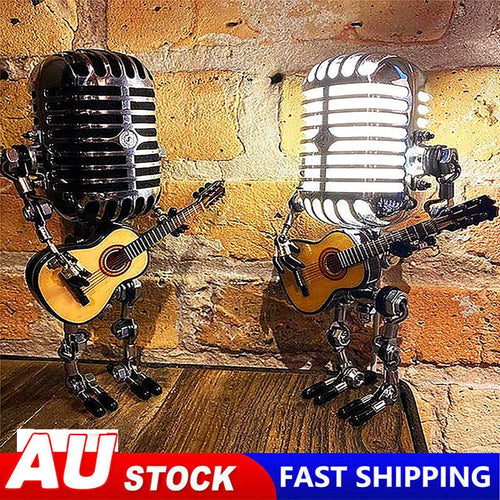 Vintage microphone robot desk lamp