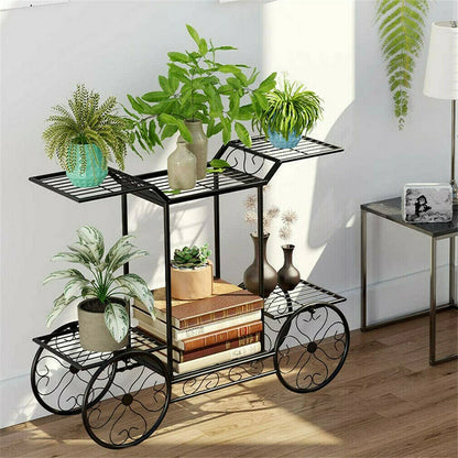 Extra Large Metal Flower Cart Pot Rack Plant Display Stand