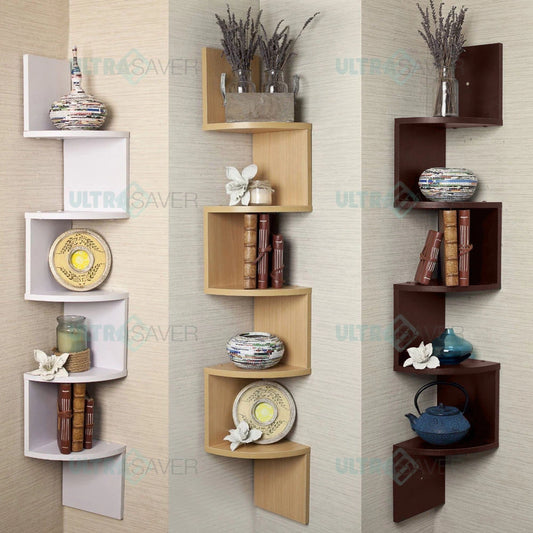 5 Tier Large Corner Shelf Wall Mount Storage Home Display Decor
