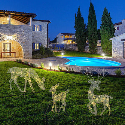 3PCS Christmas Iron Reindeer Elk Led Light Decoration