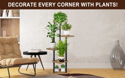 5 Tier Wood Tall Plant Stand Metal Rack