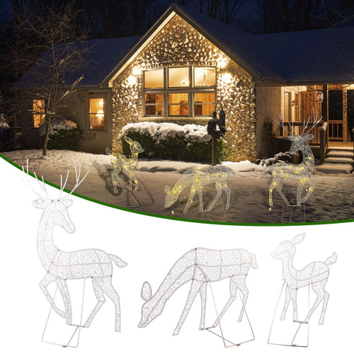 3PCS Christmas Iron Reindeer Elk Led Light Decoration