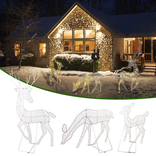 3PCS Christmas Iron Reindeer Elk Led Light Decoration