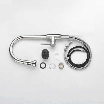 Kitchen Mixer Tap pull out Brushed Nickel 360° Swivel 2-Mode Spray