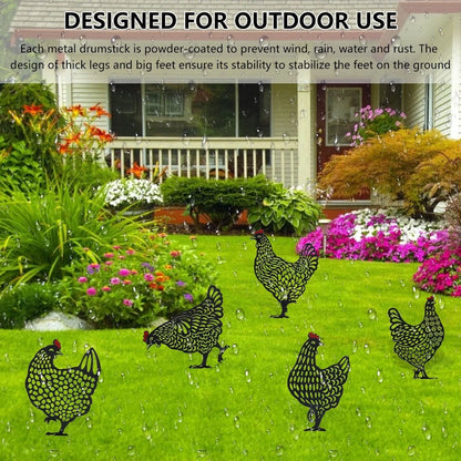 5x Chicken Yard Art Acrylic Garden Silhouette