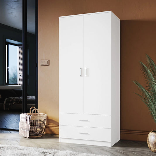 Wooden Wardrobe 2 Door 2 Drawer
