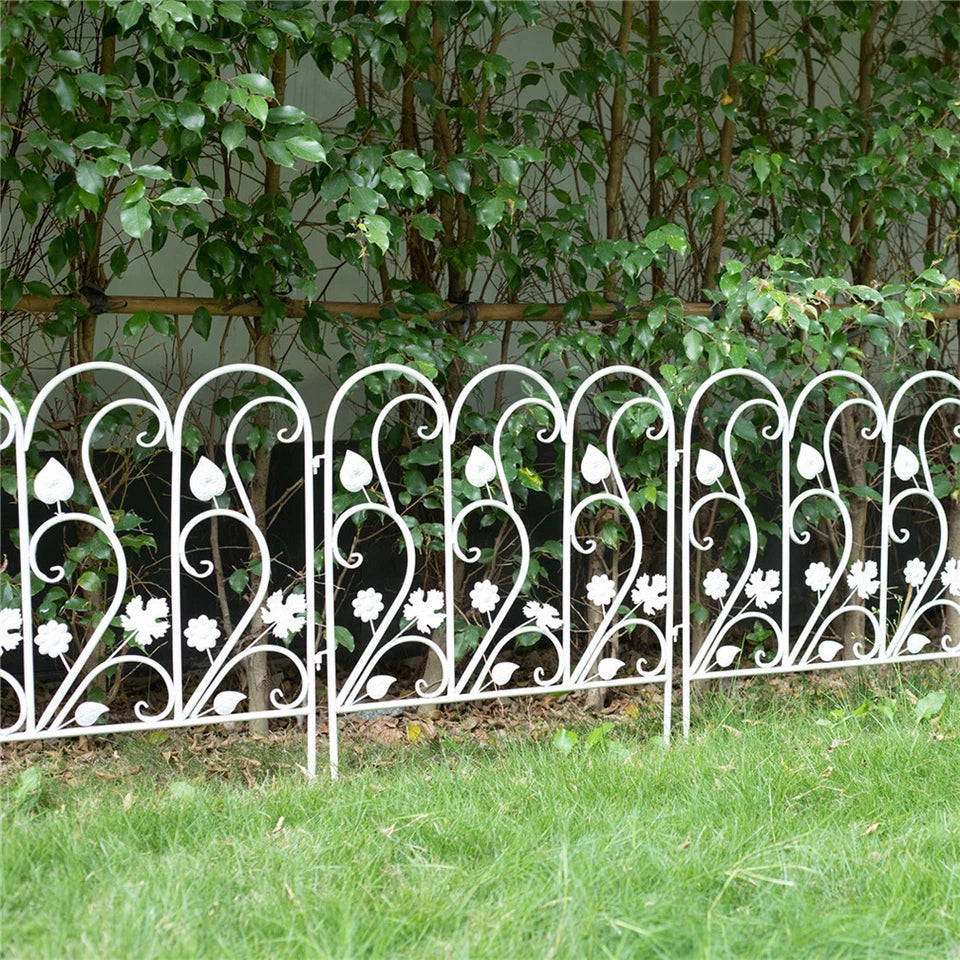 5x Iron White Fence Community Garden Edging Panels