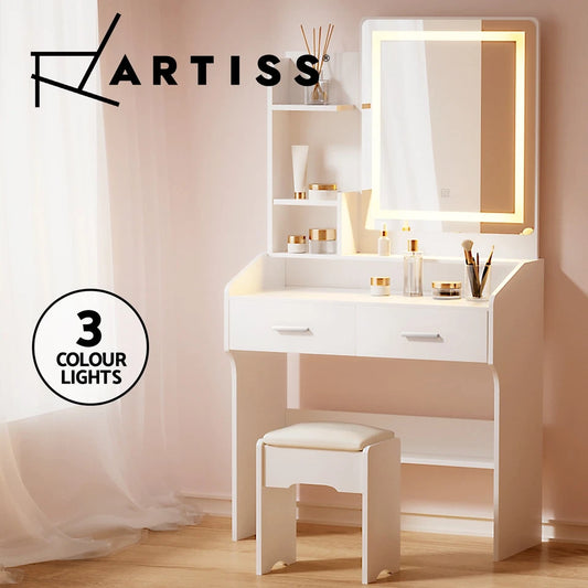 Dressing Table LED Makeup Mirror Stool Set