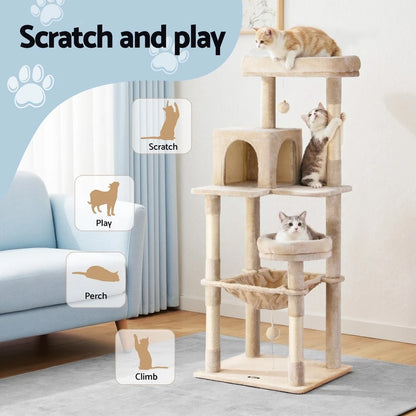 Pet Cat Tree 143cm Tower Scratching