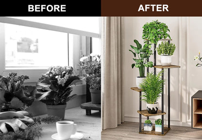 5 Tier Wood Tall Plant Stand Metal Rack