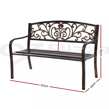 Garden Steel Bench Seat Backyard Chair Bronze
