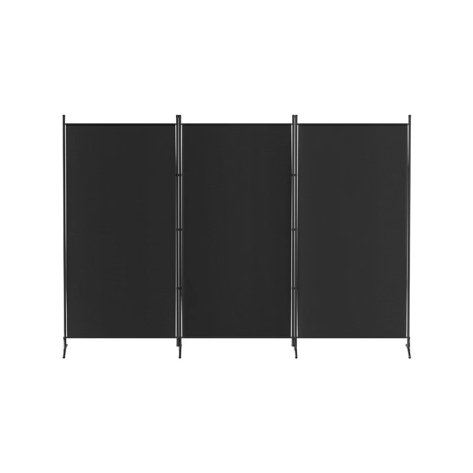 3 Panel Black Room Divider Screen 260 x 180cm Fabric