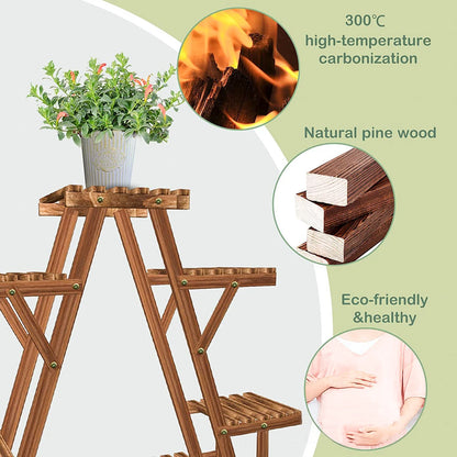 Heavy Duty Pine Wood Plant Stand Triangle