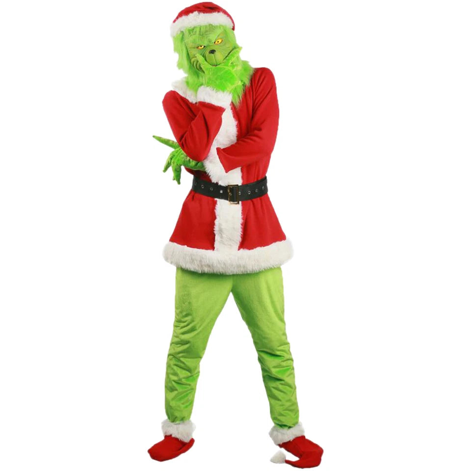 7Pcs Adults The Grinch Costume Xmas Party