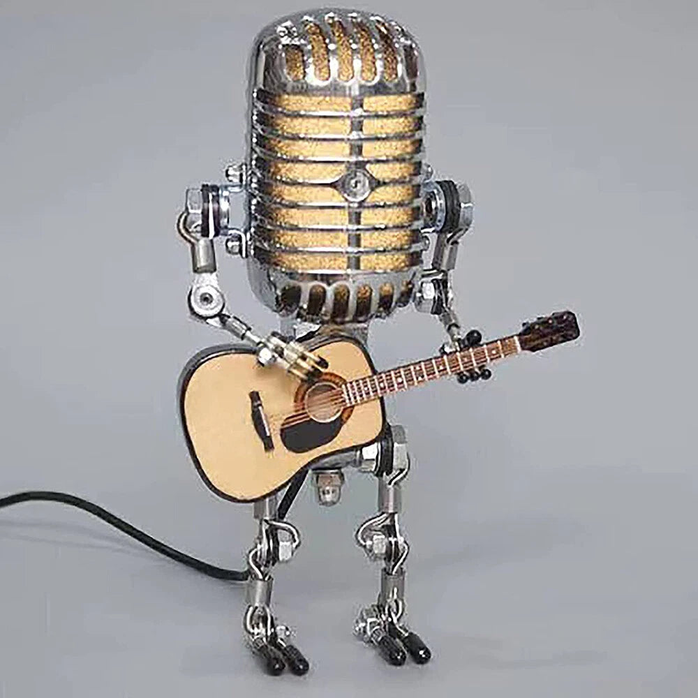 Vintage microphone robot desk lamp