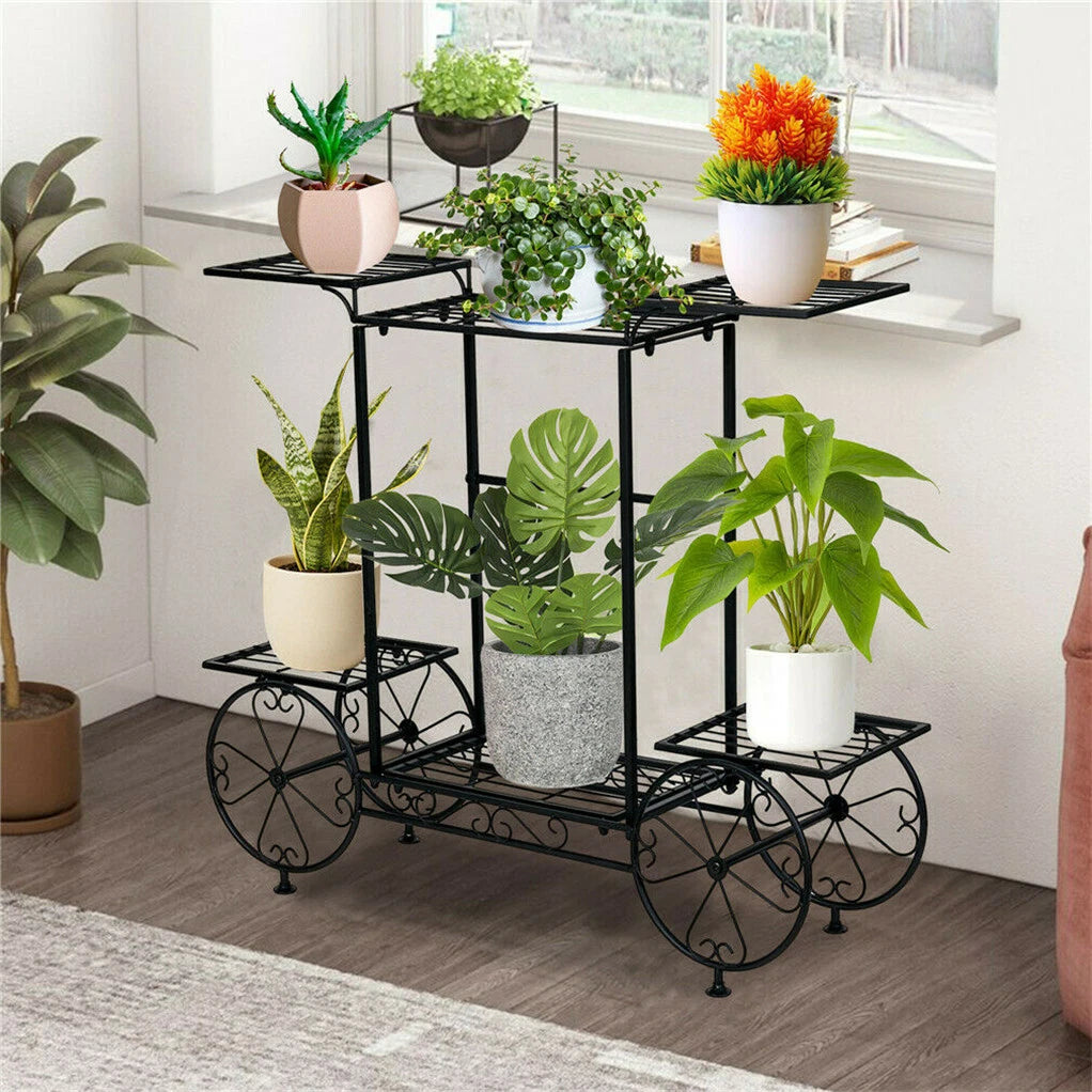 Extra Large Metal Flower Cart Pot Rack Plant Display Stand