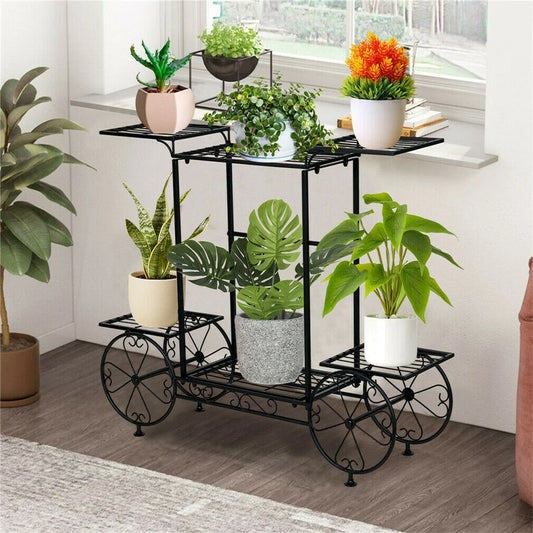 Extra Large Metal Flower Cart Pot Rack Plant Display Stand