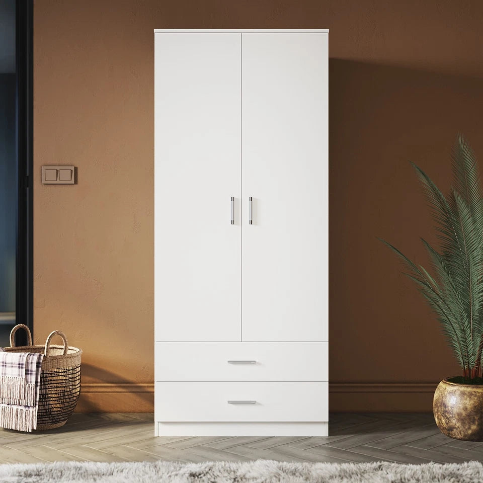 Wooden Wardrobe 2 Door 2 Drawer