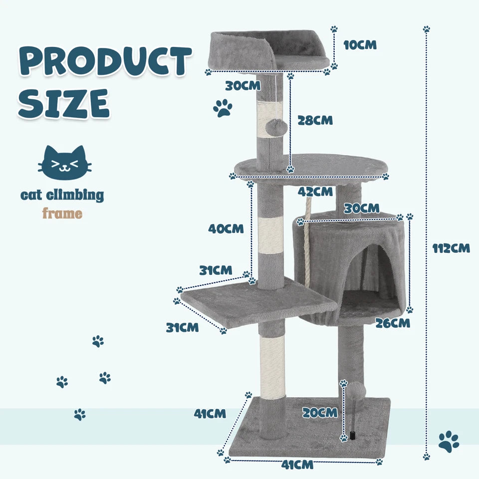 112cm Light Grey Cat Tree Tower