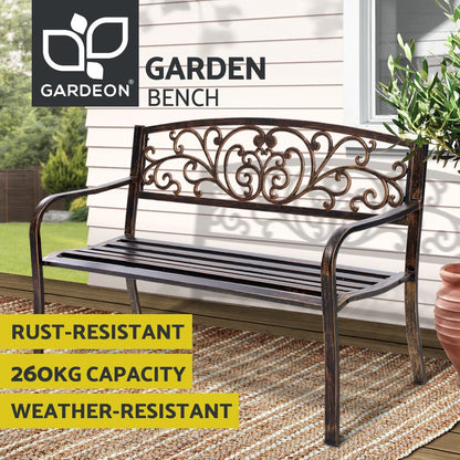 Garden Steel Bench Seat Backyard Chair Bronze