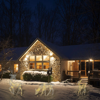 3PCS Christmas Iron Reindeer Elk Led Light Decoration