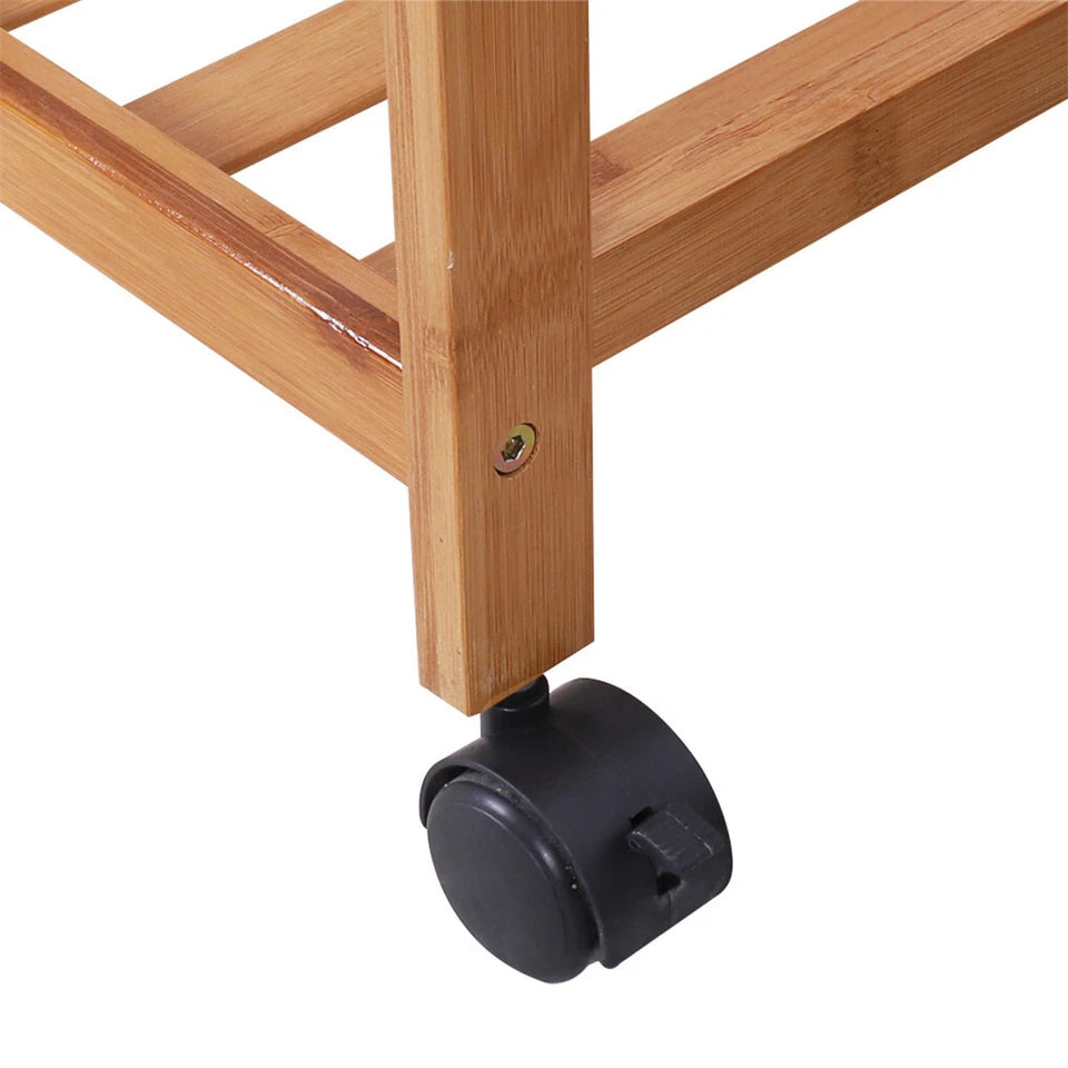 Heavy Duty Wooden Clothes Rail Rack Wardrobe w/ Wheels