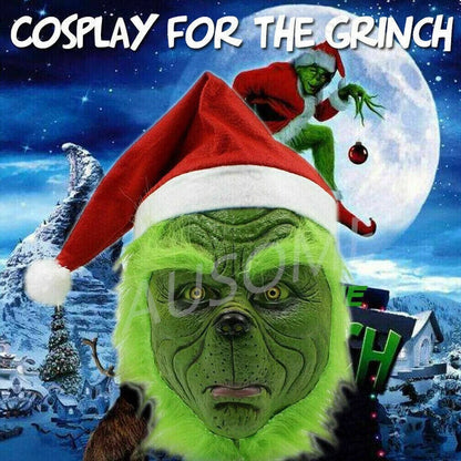 The Grinch Adult Full Head Mask Hat Gloves