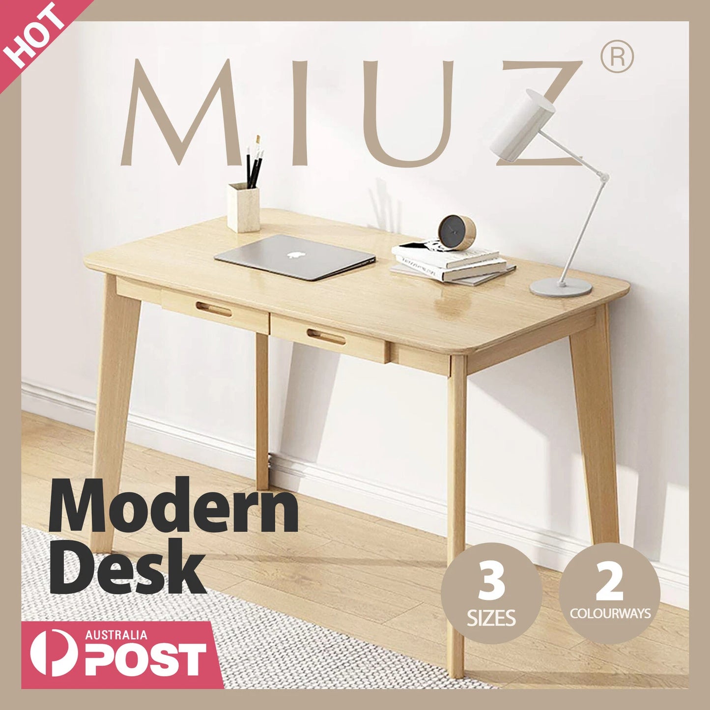 80cm Birch Wooden Computer Desk