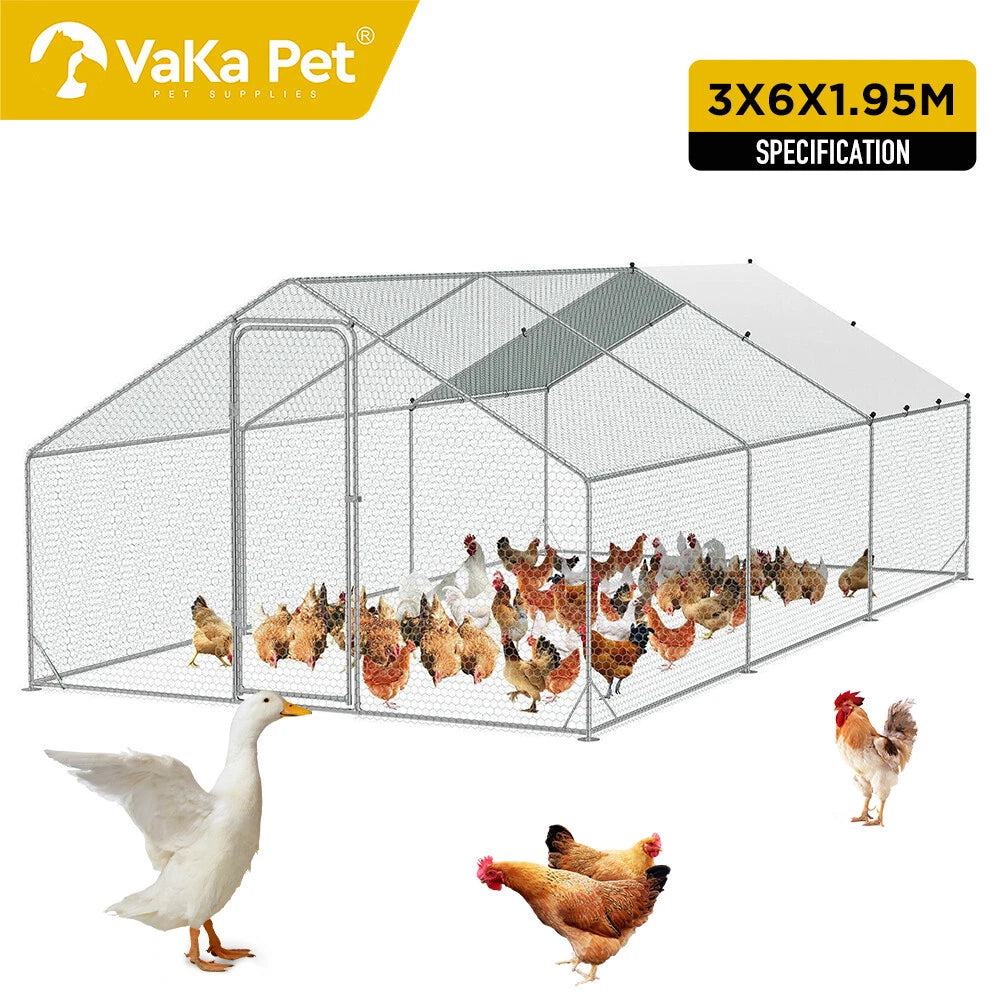 3x6x1.95m Metal Walk-in Chicken Coop