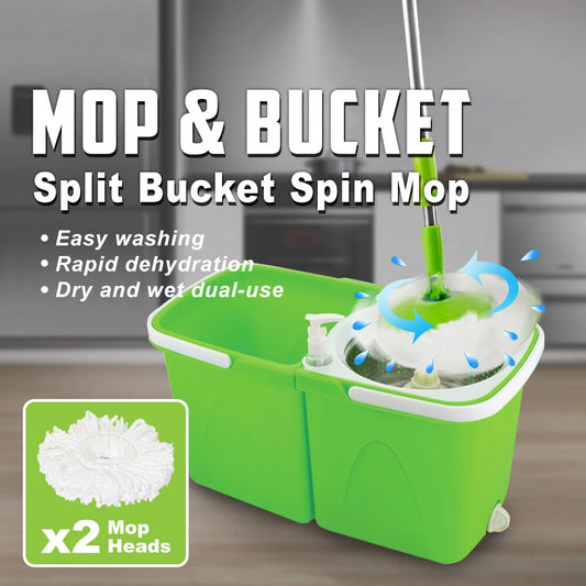 Split Bucket 360 Rotating Magic Spinning Spin Mop 2 Mop