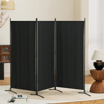 3 Panel Black Room Divider Screen 260 x 180cm Fabric