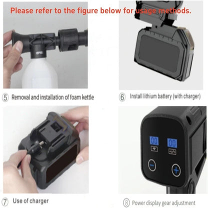 Cordless Electric High Pressure Wash Water Spray Gun Car Cleaner with 2*Battery