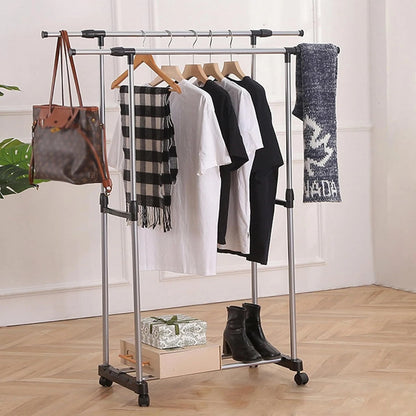 Adjustable Double Clothes Rack Stainless Steel