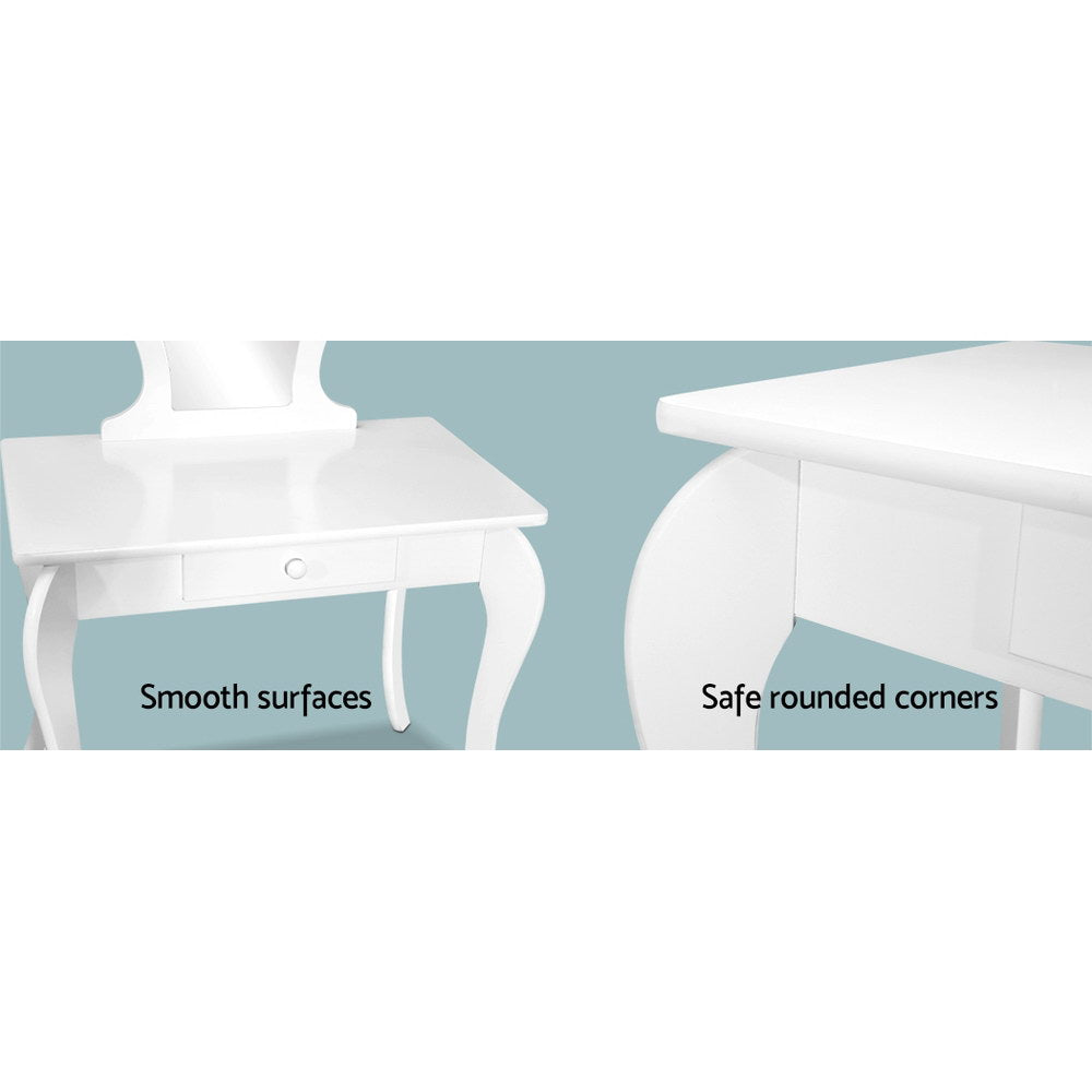 Kids Vanity Dressing Table Stool Set Mirror