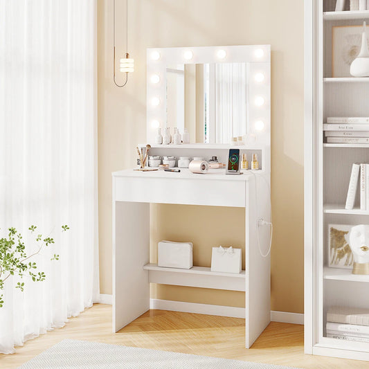 Vanity Desk Makeup Table w/ 3 Light Modes