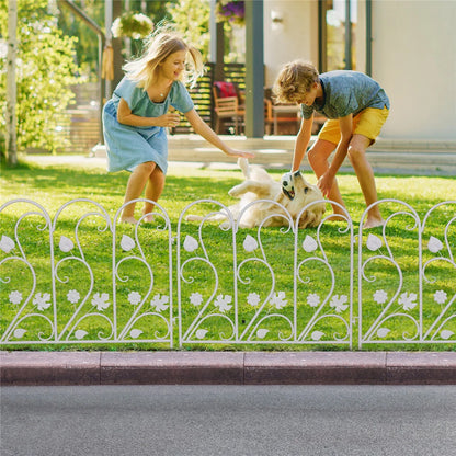 5x Iron White Fence Community Garden Edging Panels