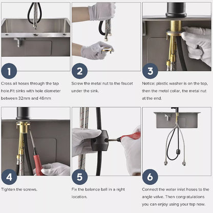 Kitchen Mixer Tap pull out Brushed Nickel 360° Swivel 2-Mode Spray