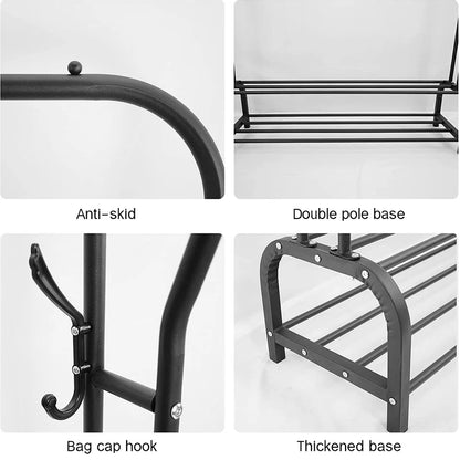 Double Clothes Rail Rack with Shoe Storage Shelf AU