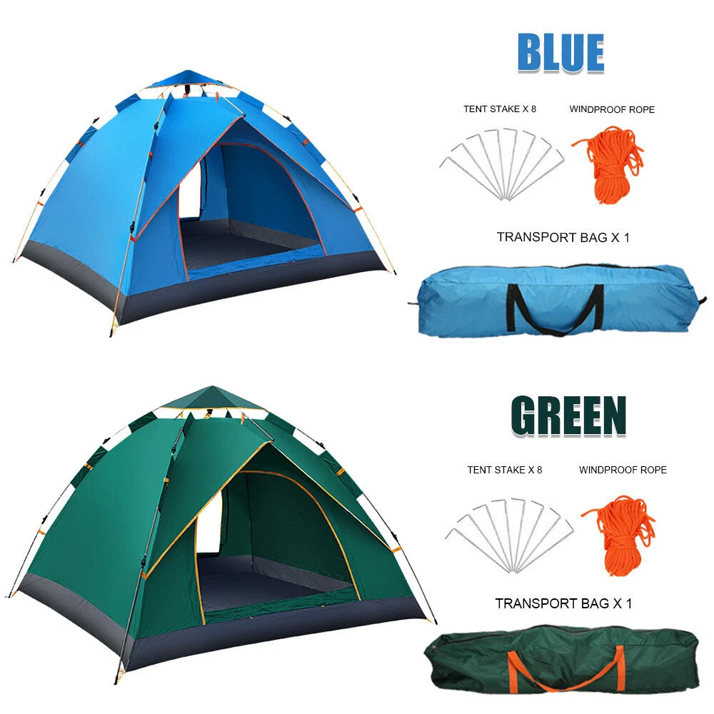Instant Camping Tent 4 Person Auto Pop up Family Hiking Dome Waterproof Shelter