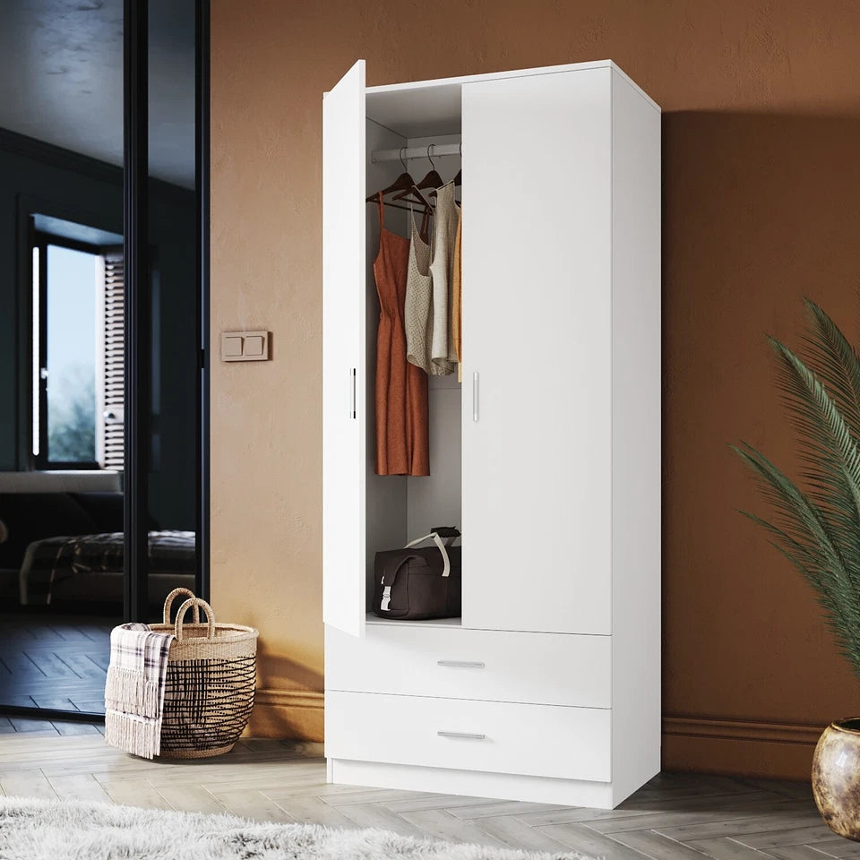 Wooden Wardrobe 2 Door 2 Drawer