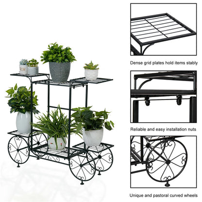 Extra Large Metal Flower Cart Pot Rack Plant Display Stand