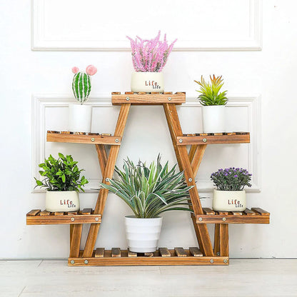 Heavy Duty Pine Wood Plant Stand Triangle