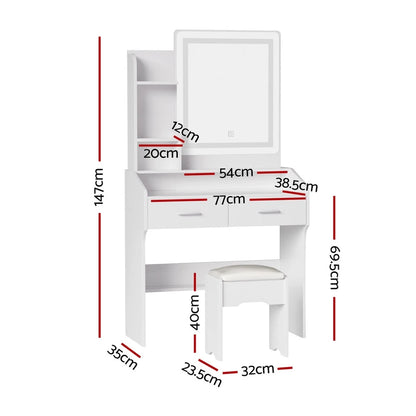 Dressing Table LED Makeup Mirror Stool Set