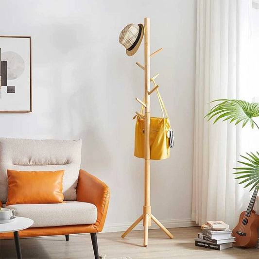 Wood Coat Stand Rack Clothes Hanger Hat Tree