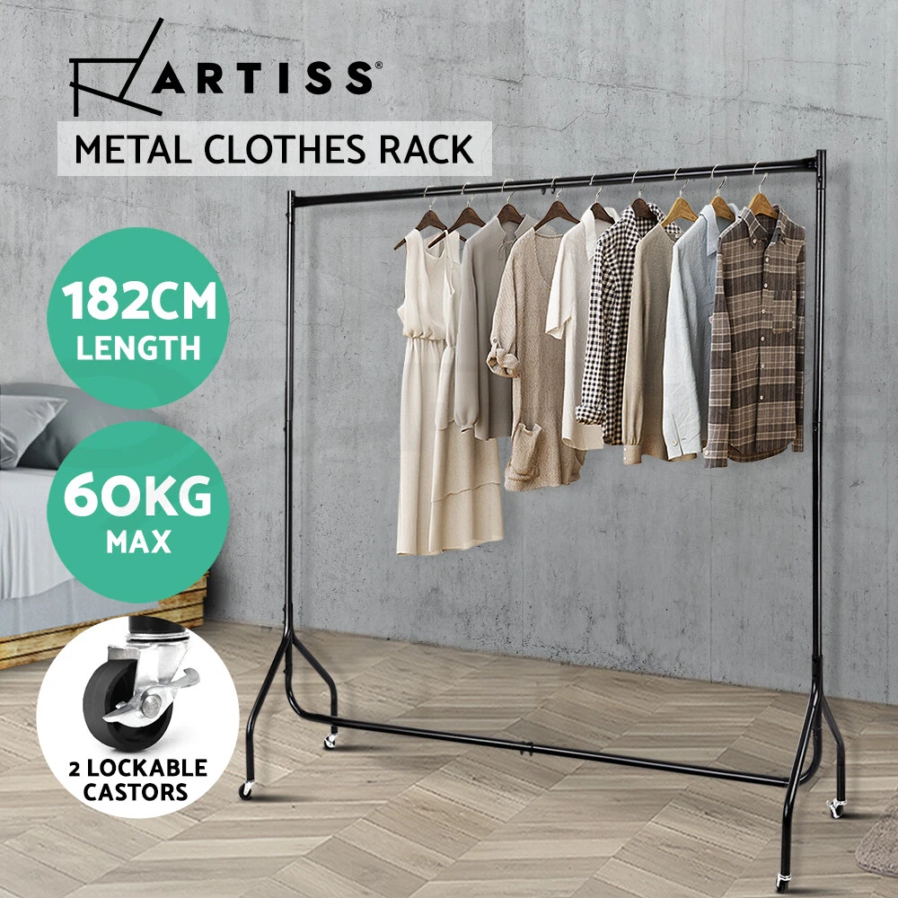 6FT Metal Garment Clothes Rail Rack