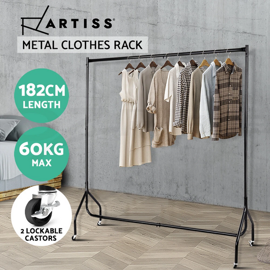 6FT Metal Garment Clothes Rail Rack
