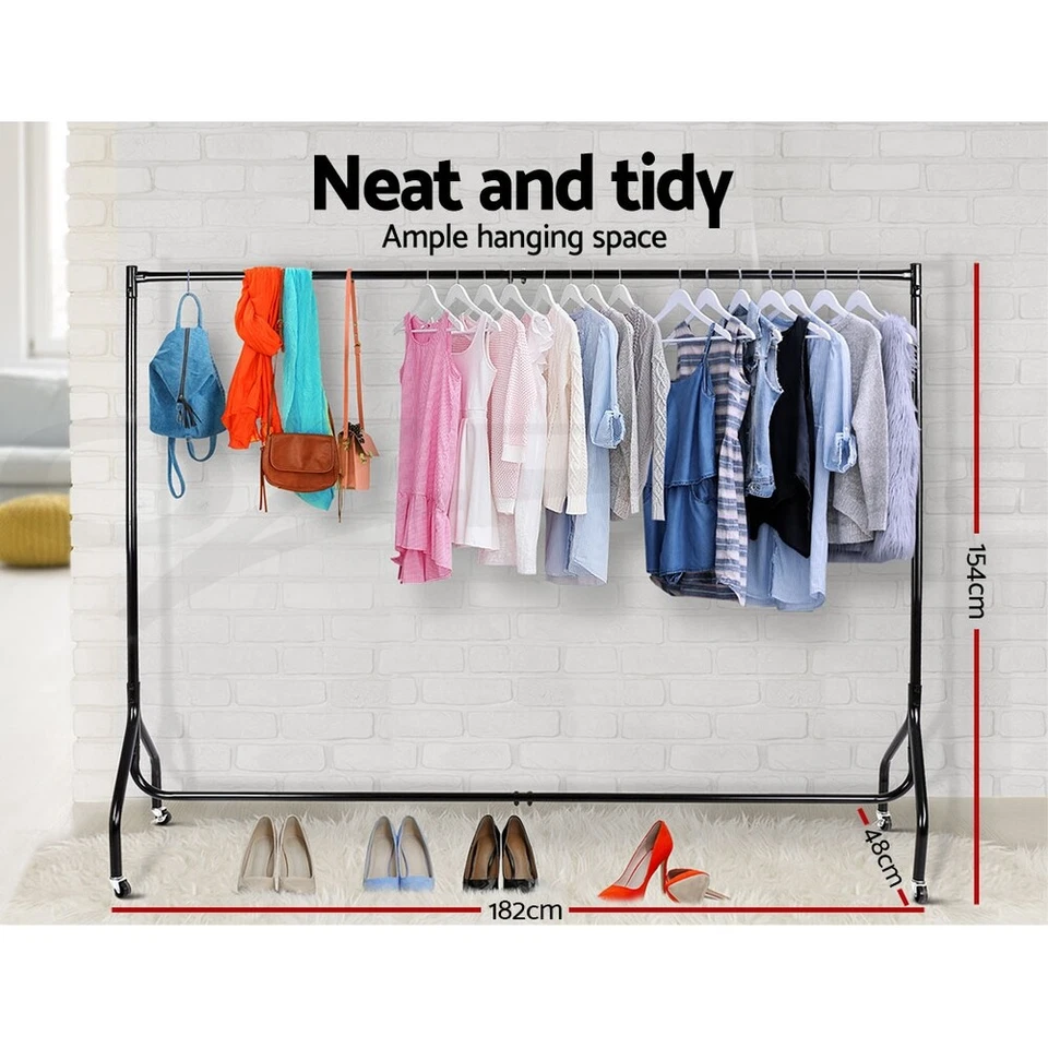 6FT Metal Garment Clothes Rail Rack