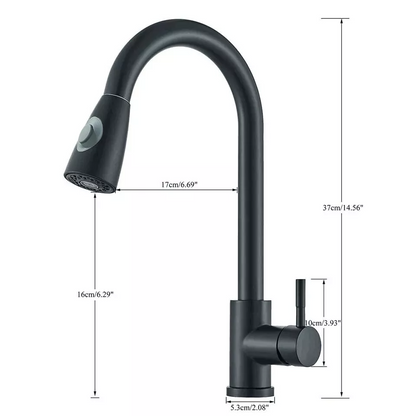 Kitchen Mixer Tap Black 360° Pull Out 2-Mode