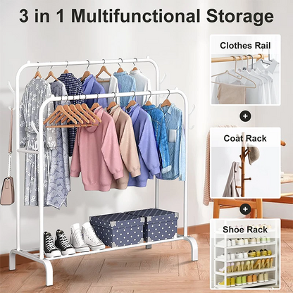 Heavy Duty Metal Double Clothes Rail Rack