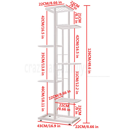 7 Tier Metal Flower Plant Pot Display Stand Rack